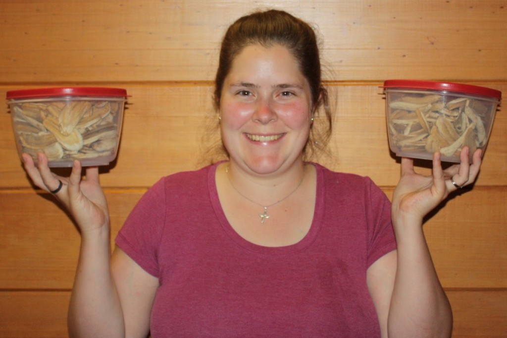 Christina Holding Dried Bananas