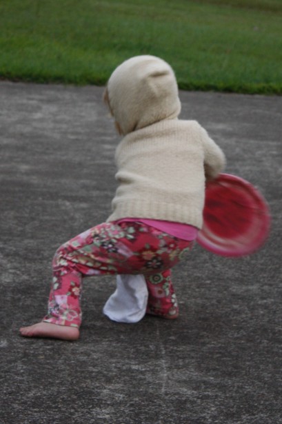 Laurel winding up for her throw